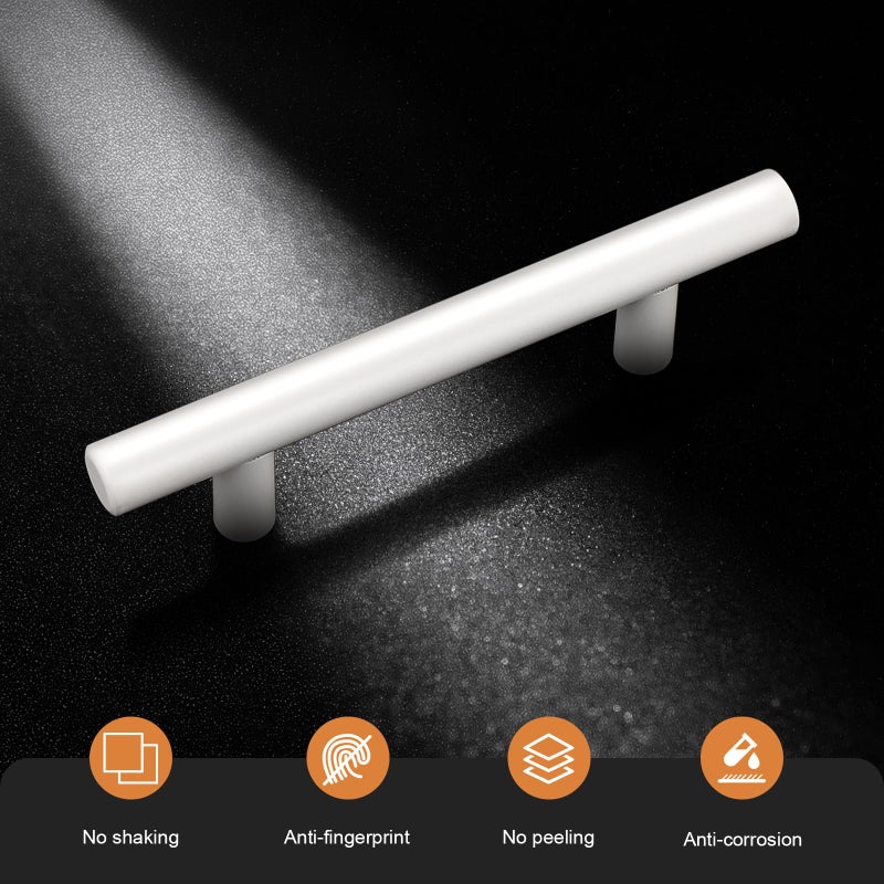 Probrico 15 Pack| White Kitchen Cabinet Pulls 3 Inch Euro Style T Bar Handles Cupboard Stainless Steel Modern Cabinet Hardware - Image 2